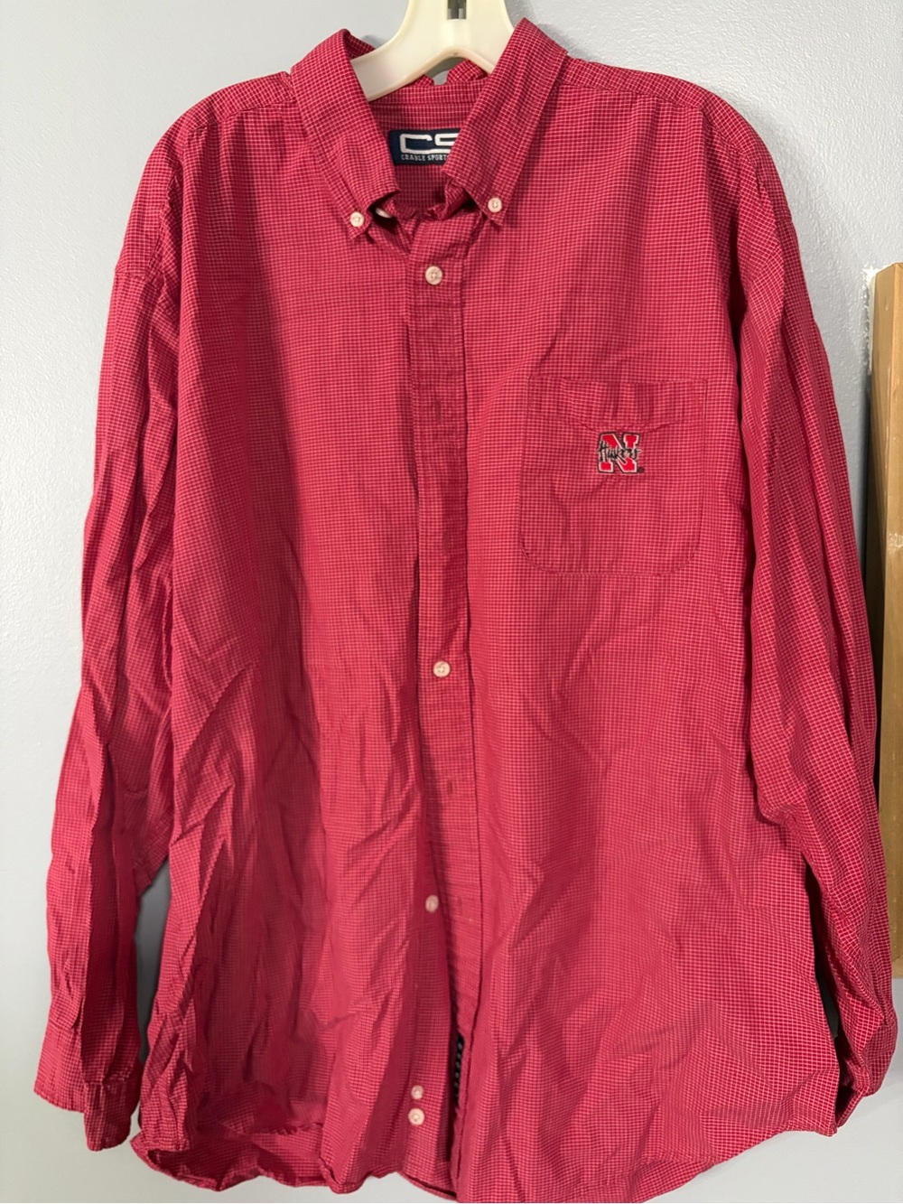 Nebraska Cornhuskers Crable Sportswear Red Check Button down shirt XL